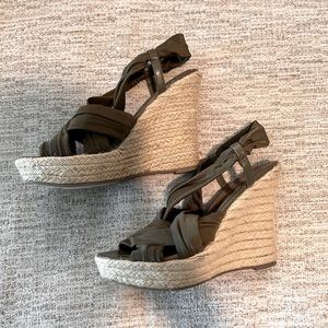 Nine West Olive Green Espadrille Wedges